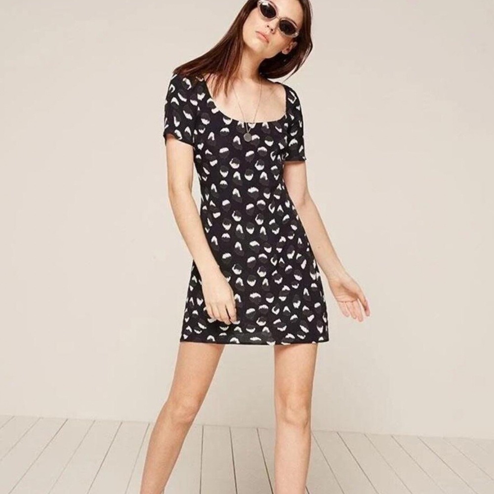 Reformation Women's Navy Wild Child Leopard Print Mini Dress Size 2